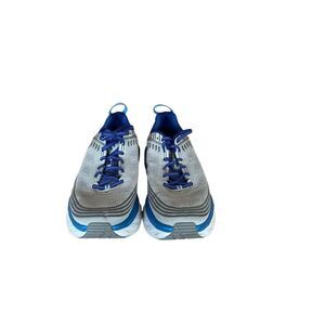 HOKA One One Womens Frost Grey Vapor Blue Bondi 6 Wide Shoes Size 10.5